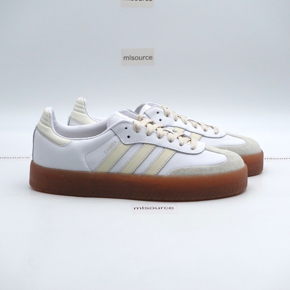 NEW adidas Originals Sambae Platform Leather Sneakers IE9107 Beige - Picture 2 of 16